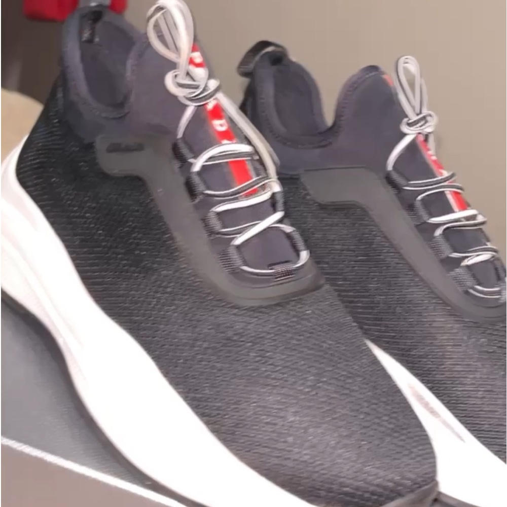 Black and white Prada sneakers